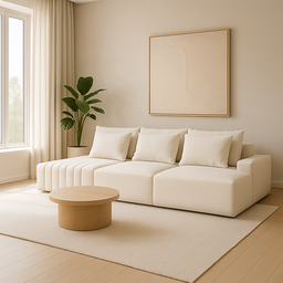 Sofá Ilha Vancouver Modular com Puff 255 Cm Bouclê Off White - 7