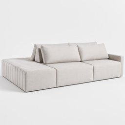 Sofá Ilha Vancouver Modular com Puff 255 Cm Bouclê Off White - 5