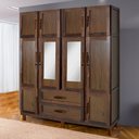 Ver imagem 1 de Guarda-roupa Alagoas 10 Portas 2 Gavetas 5 Prateleiras com Espelho Imbuia Natural - Rodmóveis