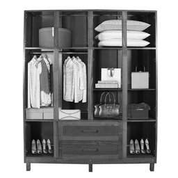 Guarda-roupa Alagoas 10 Portas 2 Gavetas 5 Prateleiras com Espelho Imbuia Natural - Rodmóveis - 3