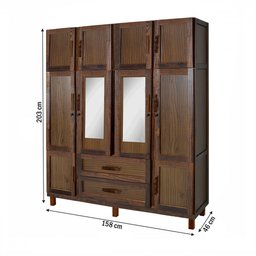 Guarda-roupa Alagoas 10 Portas 2 Gavetas 5 Prateleiras com Espelho Imbuia Natural - Rodmóveis - 4