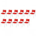 Ver imagem 1 de Cadeira Iso Base Branco , Escritório Vermelho Kit 11 Un