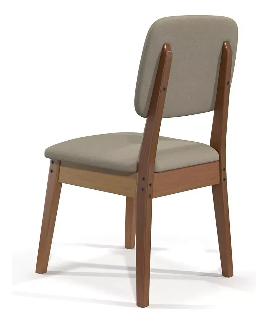 Kit 4 Cadeiras Classicas em Madeira Maciça e Estofado Linho:areia - 4