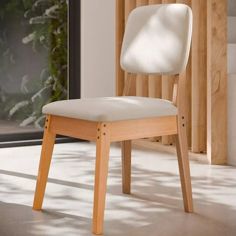 Kit 4 Cadeiras Classicas em Madeira Maciça e Estofado Linho:areia - 3