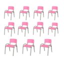 Ver imagem 2 de Kit 11 Cadeira Iso Infantil Creche, Escola Base Cinza Rosa