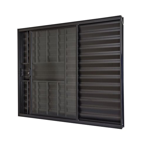 Janela de Correr Alumínio Preto 03F Veneziana c/Grade Classic - 120x120