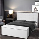 Ver imagem 3 de Kit Cabeceira e Calçadeira Baú Solteiro 0,90m Roma Corano Branco - Pallazio