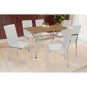 Ver imagem 1 de Conjunto Mesa de Cozinha Loire com Tampo de Madeira 160cm e 6 Cadeiras Amsterdã Cromada Branco 106