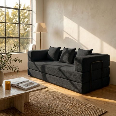 Sofá Cama 3 Lugares na Caixa 190 cm Capri Bouclê B05 - D'Rossi