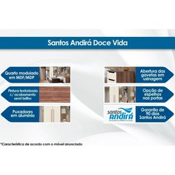 Módulo de Quarto Solteiro Painel Ponte Doce Vida Nevada - Santos Andirá - 2
