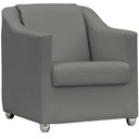 Ver imagem 4 de Kit 3 Poltronas Decorativa para Sala Manicure Recepção Mila Corino Cinza Pés de Plástico Cromado