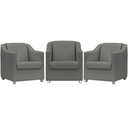 Ver imagem 1 de Kit 3 Poltronas Decorativa para Sala Manicure Recepção Mila Corino Cinza Pés de Plástico Cromado