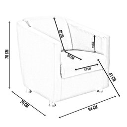 Kit 3 Poltronas Decorativa para Sala Manicure Recepção Mila Corino Cinza Pés de Plástico Cromado - 5