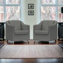 Ver imagem 6 de Kit 3 Poltronas Decorativa para Sala Manicure Recepção Mila Corino Cinza Pés de Plástico Cromado