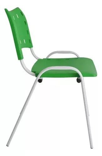 Cadeira Iso Para Escola Escritório Comércio Verde Base Branca - 2