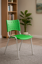 Ver imagem 1 de Cadeira Iso para Escola Escritório Comércio Verde Base Branca Ecomhome