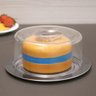 Prato para Queijo 25cm Porta Bolo Aço Inox Tampa Transparente Vision - 5