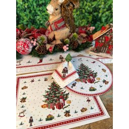 Kit Sousplat + Guardanapo Natal Arvore Nsw 2 Peças com Base - 6