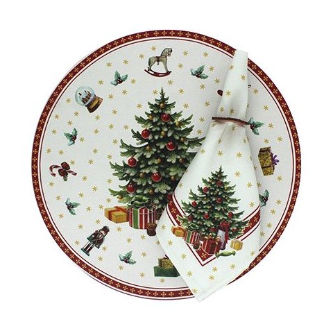 Kit Sousplat + Guardanapo Natal Arvore Nsw 2 Peças com Base