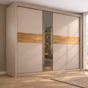 Ver imagem 1 de Guarda Roupa Casal Reflecta 2 Portas de Correr 6 Gavetas em MDF Authentic Nogueira/Nude Prime TX