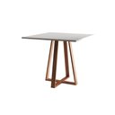 Ver imagem 3 de Conjunto de Jantar Mesa Mônaco Premium 90cm Branca com 4 Cadeiras Estofadas Marrom Base Cobre