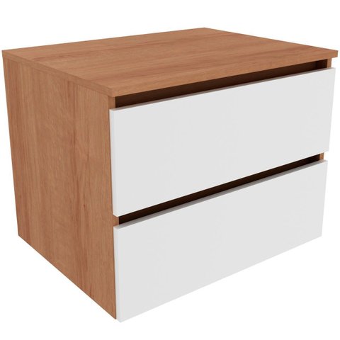 Gabinete de Banheiro 60 Cm com 2 Gavetas Joana Amêndoa/branco