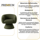 Ver imagem 4 de Poltrona Giratória Orgânica Maya Tecido Linho Premium Design Redondo Sala Quarto Suporta 150kg:Linho