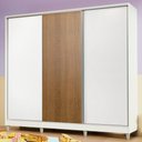 Ver imagem 1 de Guarda Roupa Infantil 100% Mdf Madesa Logan 3 Portas de Correr com Pés - Branco/branco/rustic