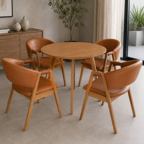 Kit Mesa Jantar para Cozinha 4 Cadeiras Lithi Estofadas Sofisticadas Móvel Moderno