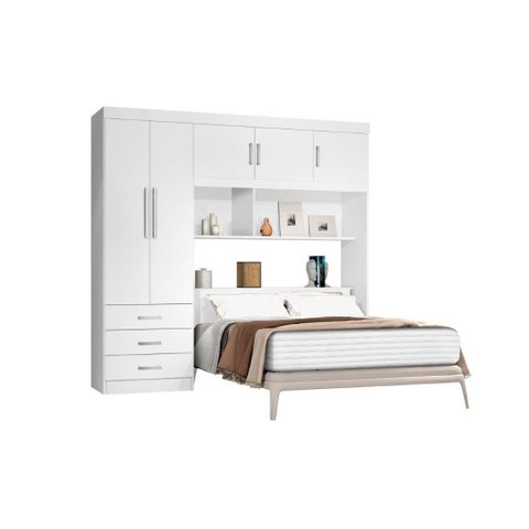 Roupeiro Cabeceira Baú CAN Com Amplo Espaço Interno Com Nichos Externos Para Decoração Cor Branco JA