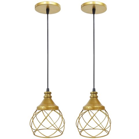 2 Pendentes Aramado Esfera Balonê Lustre Luminária Teto Regulável Sala Cozinha Industrial Agp Agp Il