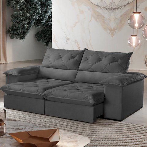 Sofá Retrátil e Reclinável Istambul Caixa Zero 2,40m Pillow de 15cm - Movenzo Estofados