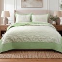 Ver imagem 1 de Kit Cobre Leito Egeu Casal Percal 300 Fios Colcha Matelassê Alto Relevo 3 Peças Verde