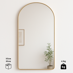 Espelho Grande com Moldura Alumínio Corpo Inteiro Decorativo 115x60cm Dourado - 6