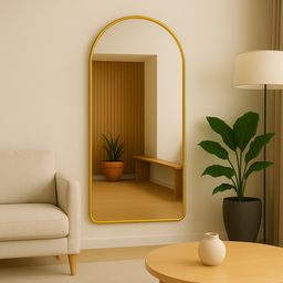 Espelho Grande com Moldura Alumínio Corpo Inteiro Decorativo 115x60cm Dourado - 1