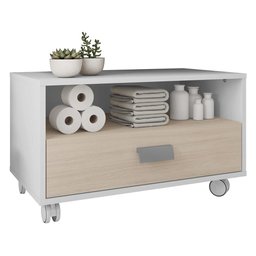 Gabinete Armário Banheiro Com Rodízios Branco Towel Caemmun - 1