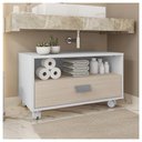 Ver imagem 2 de Gabinete Armário Banheiro Com Rodízios Branco Towel Caemmun