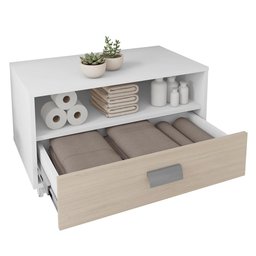 Gabinete Armário Banheiro Com Rodízios Branco Towel Caemmun - 3