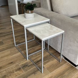 Conjunto de Mesas Ninho Atlanta Marmorizado - PRATA - 1