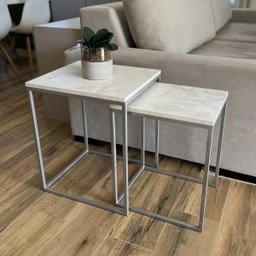 Conjunto de Mesas Ninho Atlanta Marmorizado - PRATA - 2