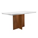 Ver imagem 1 de Mesa para Cozinha Berlim + Tampo Madeirado Vidro Reto 120x80cm Imbuia/Off White - Rufato