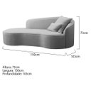 Ver imagem 6 de Divã Recamier Curvo Sala de Estar Inglaterra Lado Esquerdo 150cm Linho Cinza Claro - Incasa Decor