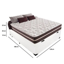Cama Box Com Baú Casal + Colchão De Molas - Comfort Prime - Classic Superlastic 138cm Branco - 5