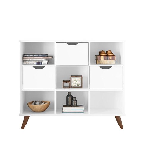 Nicho Organizador Retro Branco com 3 Gavetas Brancas 108 X 92,5cm - Fdecor
