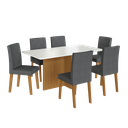 Ver imagem 2 de CONJUNTO DE SALA DE JANTAR PREDILLETA ATENAS 110 CM COM 4 CADEIRAS FREIJÓ/OFF-WHITE ASSENTO LINHO