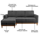 Ver imagem 4 de Sofá Living 200cm 3 Lugares com Chaise Esquerdo Kayrós D05 Linho Chumbo - Mpozenato