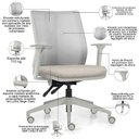 Ver imagem 3 de Kit 2 Cadeiras de Escritório Giratória Diretor Flow F02 Base Cinza Linho Bege Claro - Lyam Decor