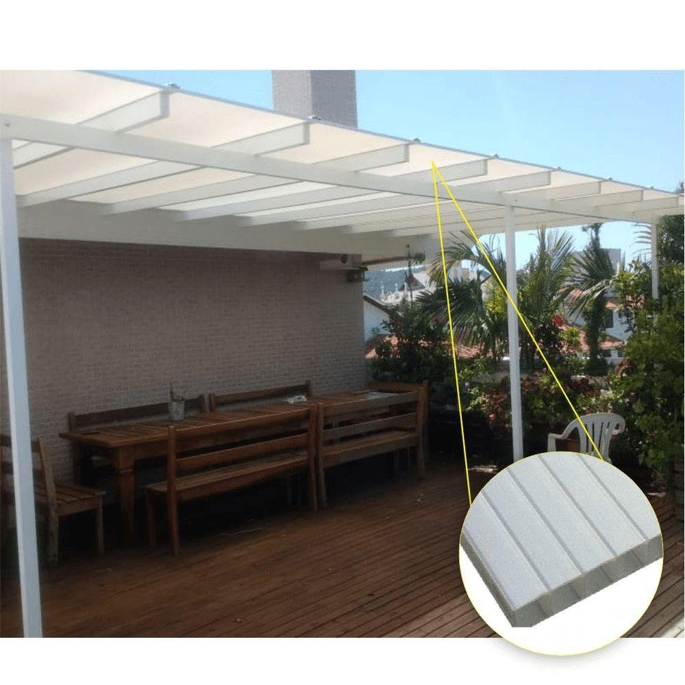 Kit Policarbonato Branco Refleivo 6mm 8,00m X 6,00m - Perfis Naturais - 2