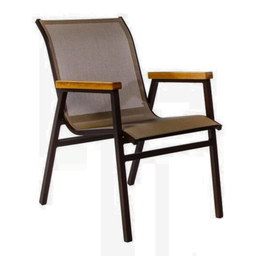 Mesa Retangular com Tampo Ripado + 8 Poltronas Cactos Tela Sling - Marrom - 2