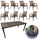 Ver imagem 4 de Mesa Retangular com Tampo Ripado + 8 Poltronas Cactos Tela Sling - Marrom